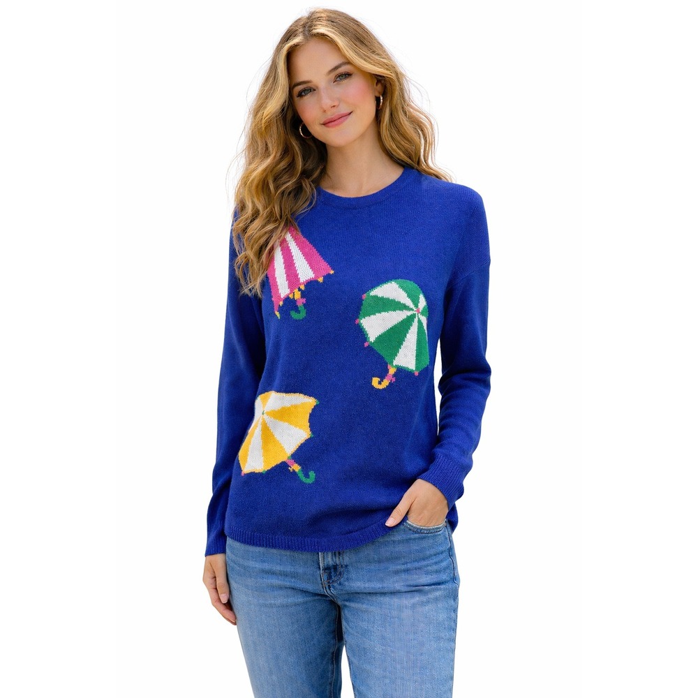 Picone Sport Umbrella Sweater Womens Blue Cotton Crewneck Umbrella‎ Small